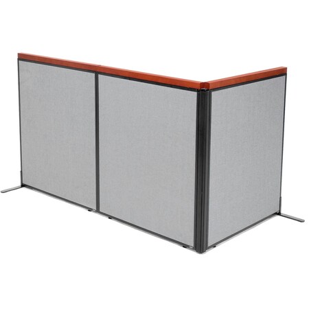 Interion By Global Industrial Interion Deluxe Freestanding 3-Panel Corner Room Divider, 36-1/4inW x 43-1/2inH Panels, Gray 695078GY